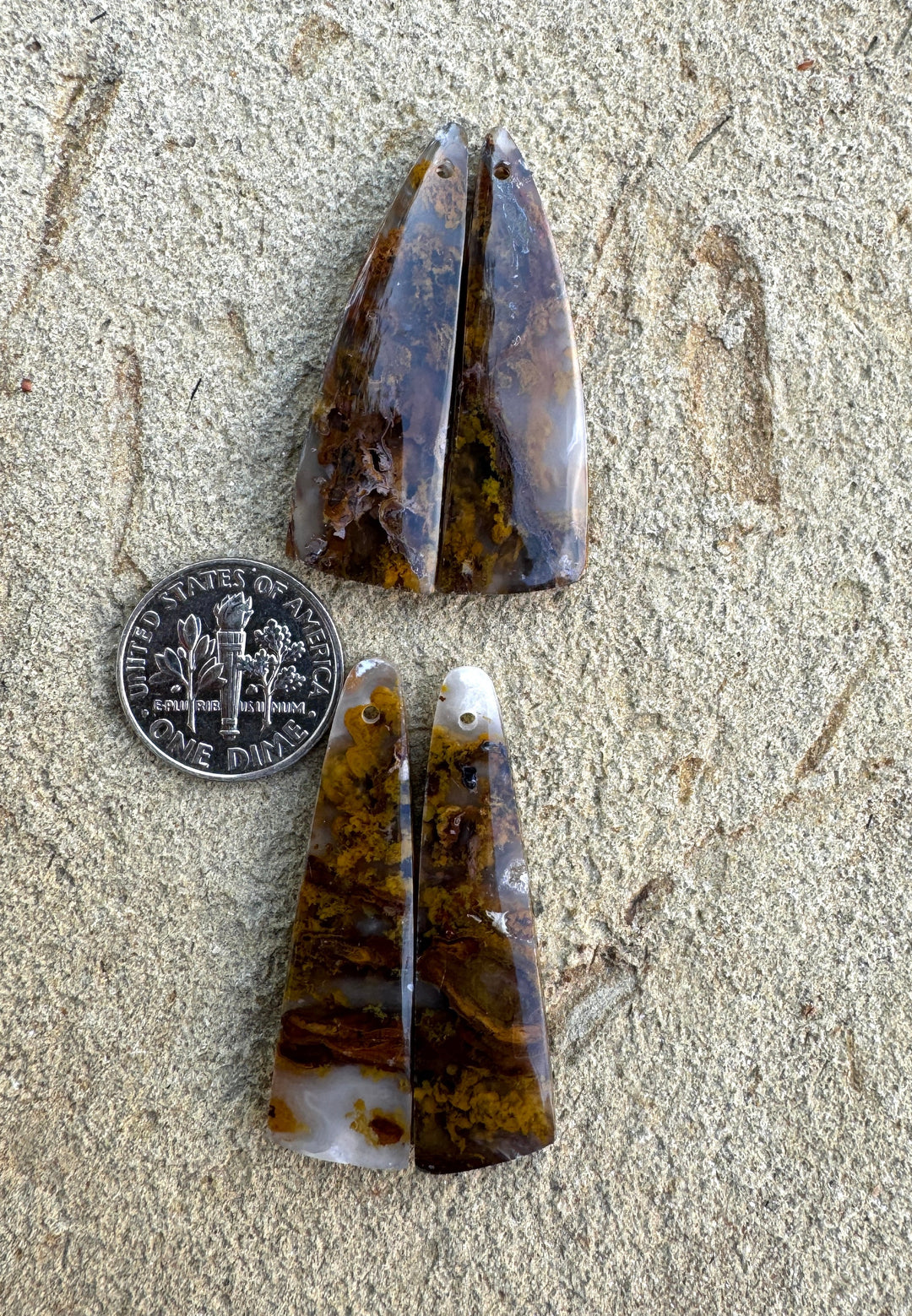 Montana Moss Agate Earring Slab Bead Pair Select One Pair