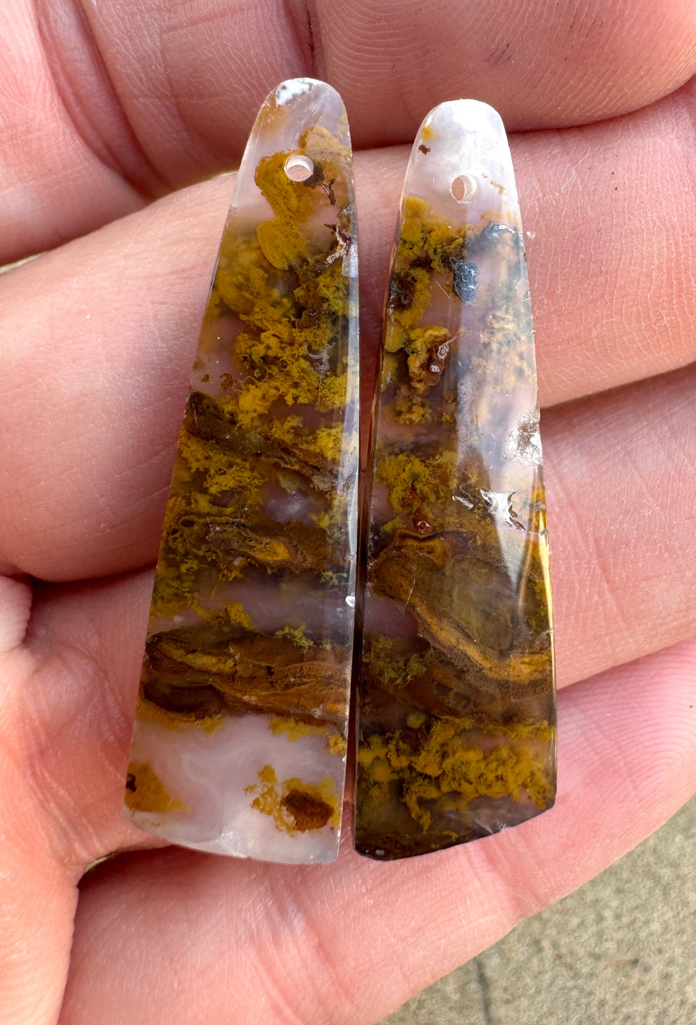 Montana Moss Agate Earring Slab Bead Pair Select One Pair