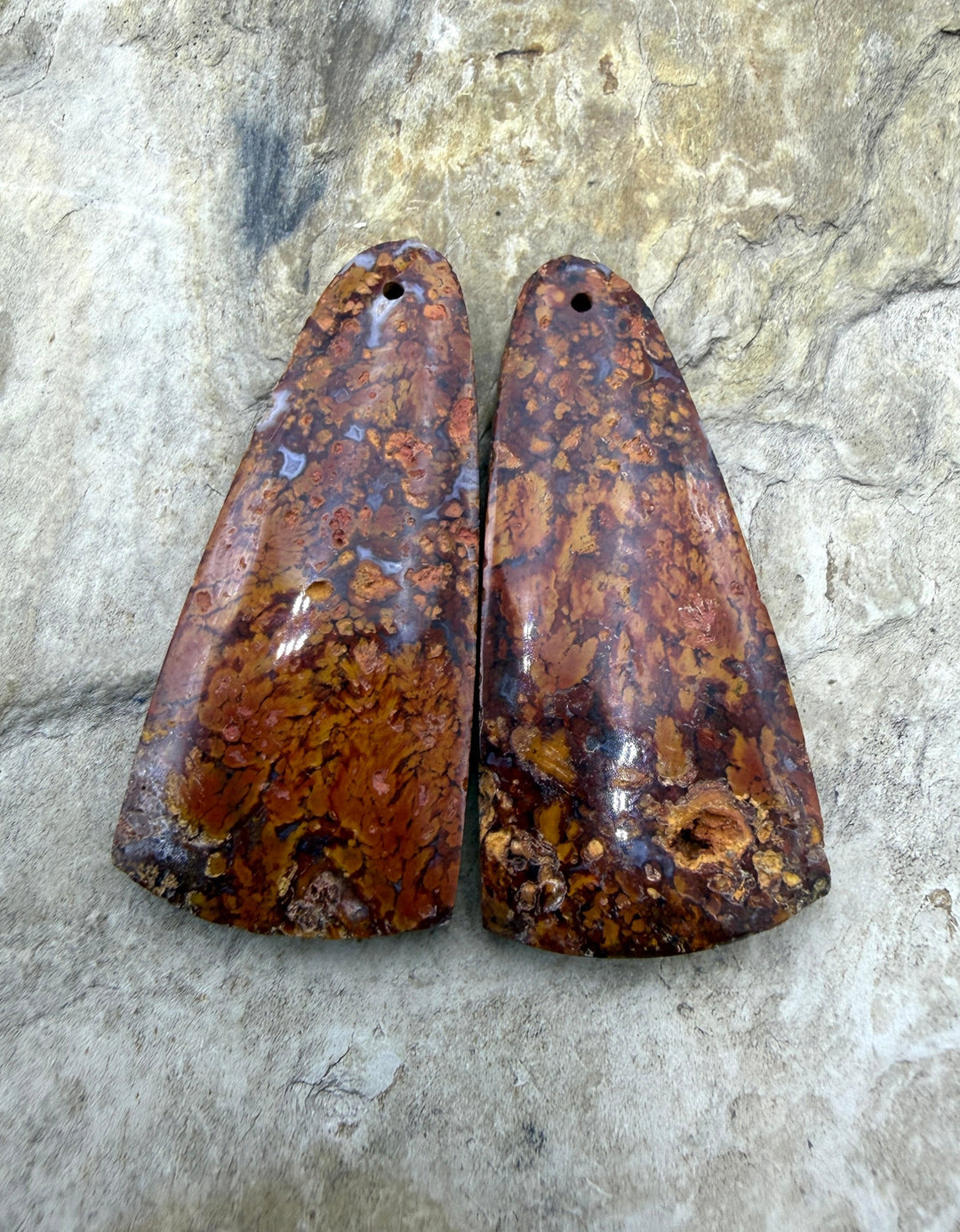 Moroccan Seam Agate BIG Matching Earring Slab Bead Pair