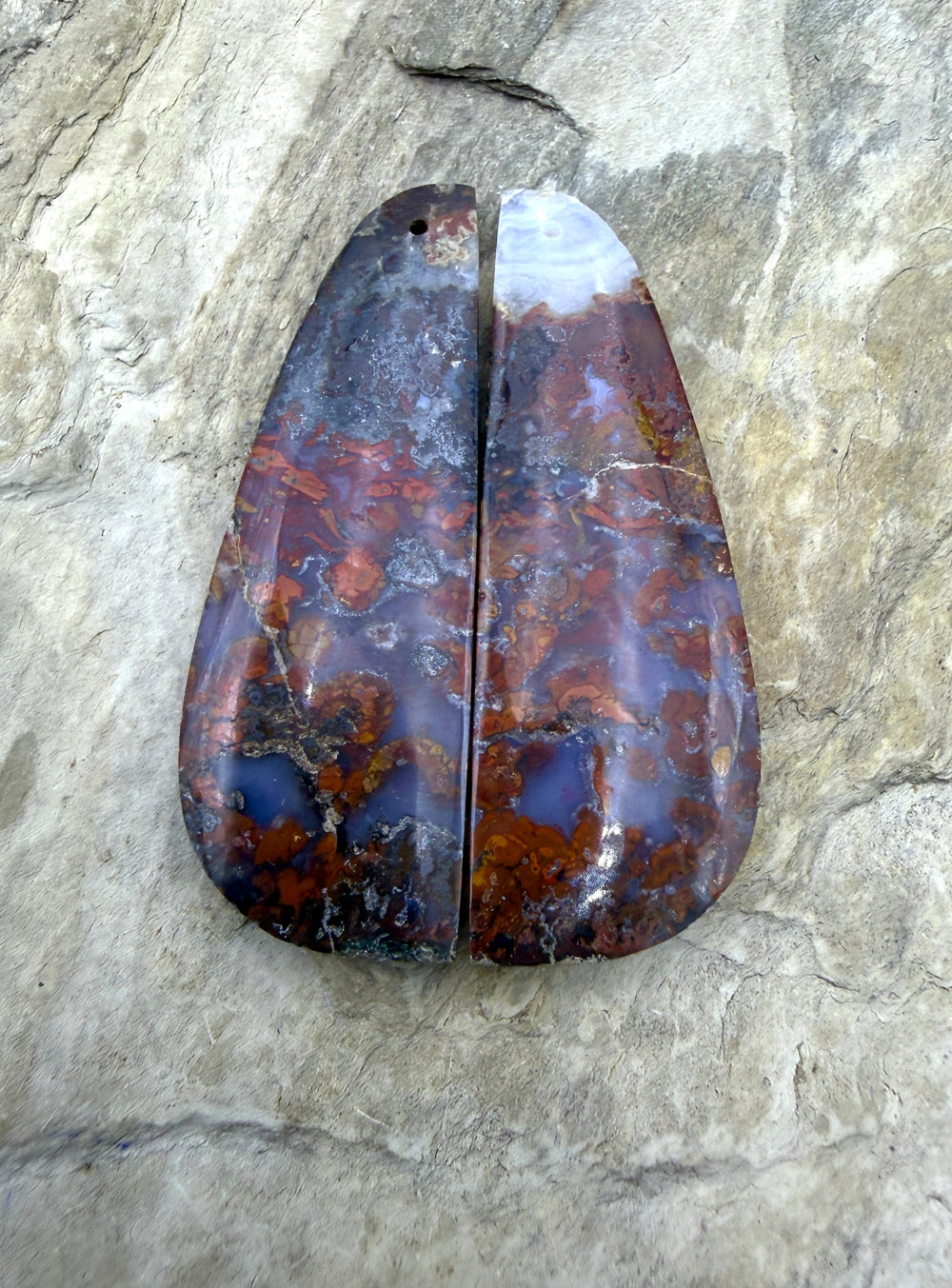 Moroccan Seam Agate BIG Matching Earring Slab Bead Pair