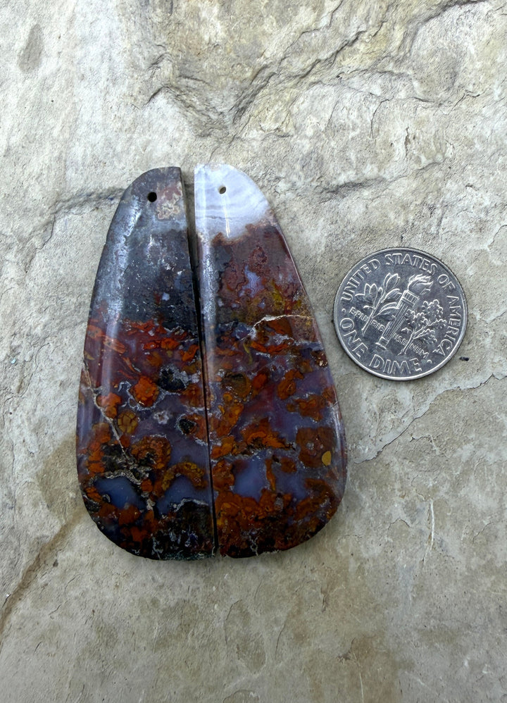 Moroccan Seam Agate BIG Matching Earring Slab Bead Pair