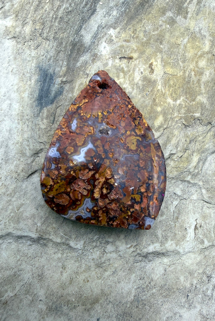 Moroccan Seam Agate Focal Pendant Bead 24x32mm - Moroccan