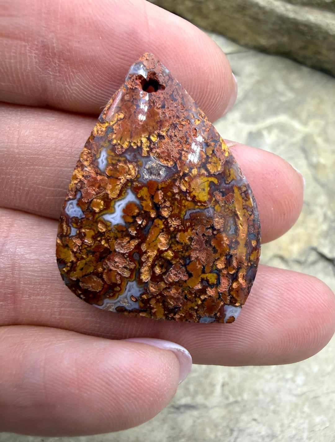 Moroccan Seam Agate Focal Pendant Bead 24x32mm - Moroccan