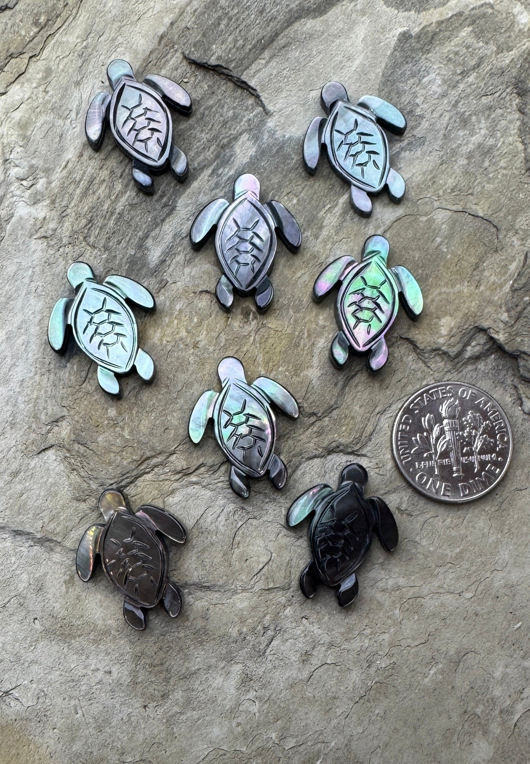 Mother Of Pearl Carved Turtle Beads 15x20mm Package of 2