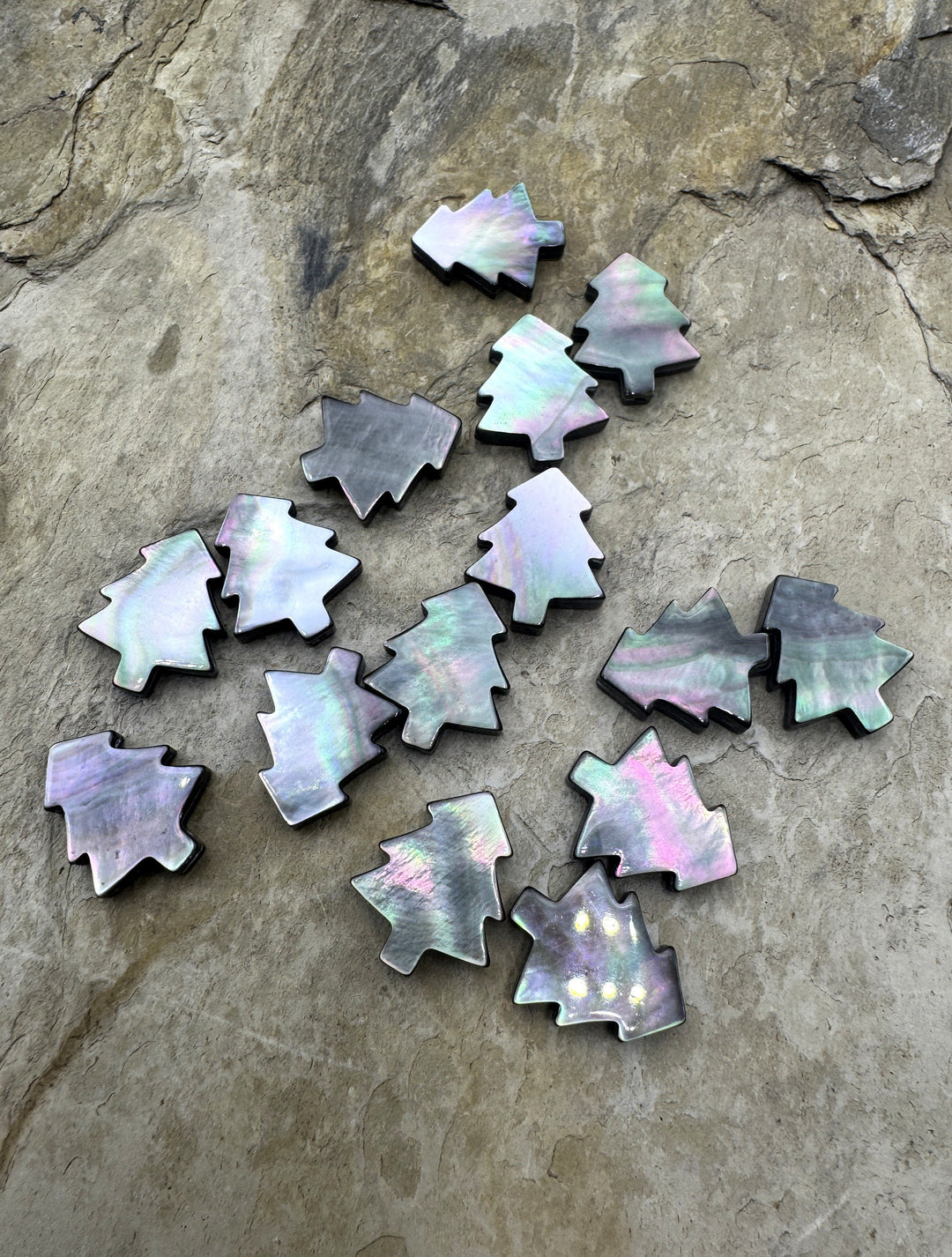 Mother Of Pearl Christmas Tree Beads 15x18mm Package of 4