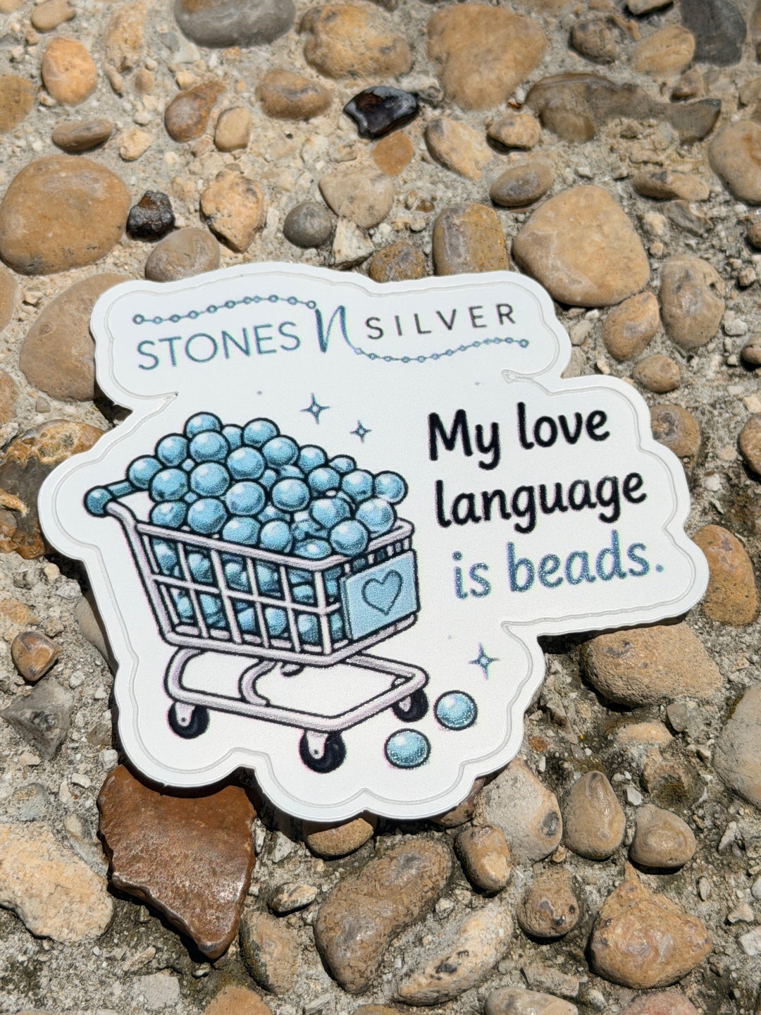 ’My love language in beads.’ Sticker 2.5 inches - merch