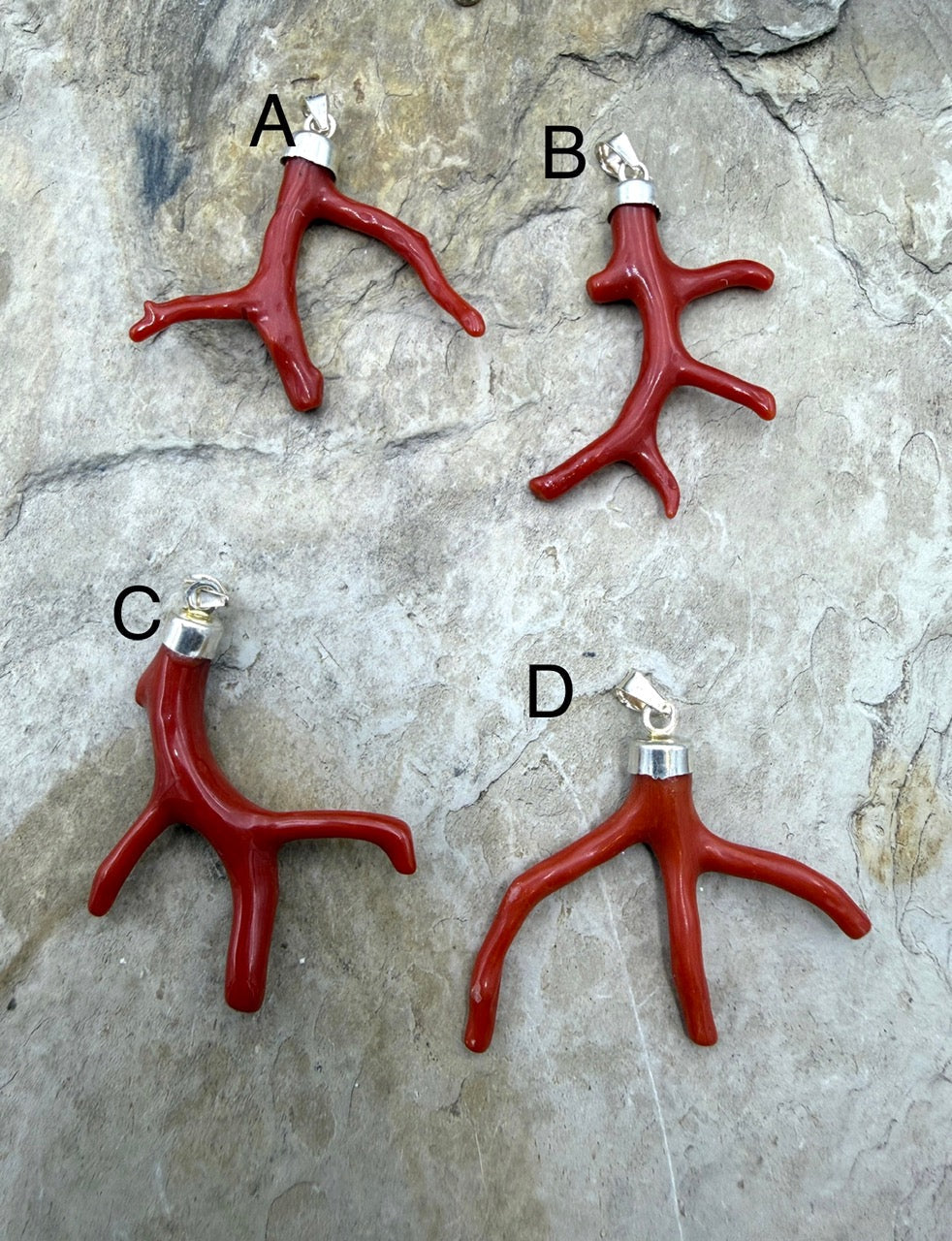 Natural AAA+ Red Mediterranean Branch Coral Pendant