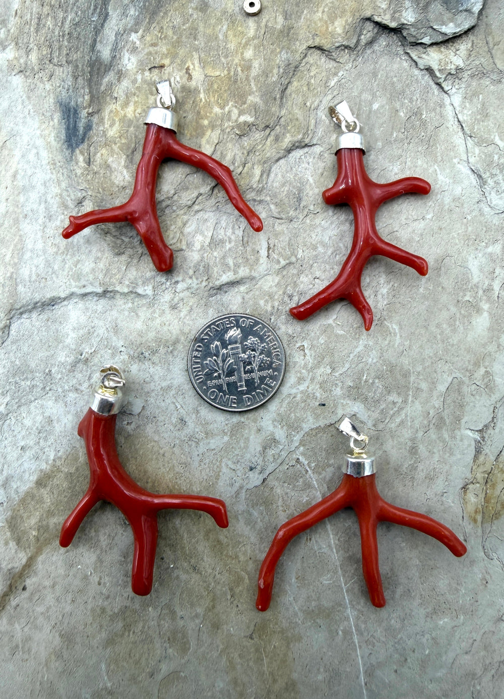 Natural AAA+ Red Mediterranean Branch Coral Pendant