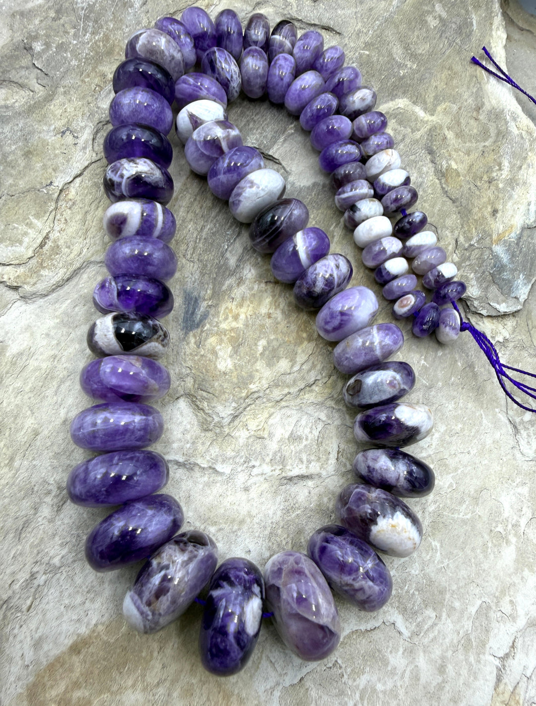 Natural Amethyst BIG Graduated 8-18mm Rondelle Strand 18