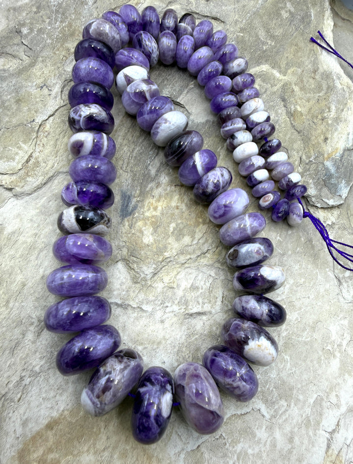 Natural Amethyst BIG Graduated 8-18mm Rondelle Strand 18