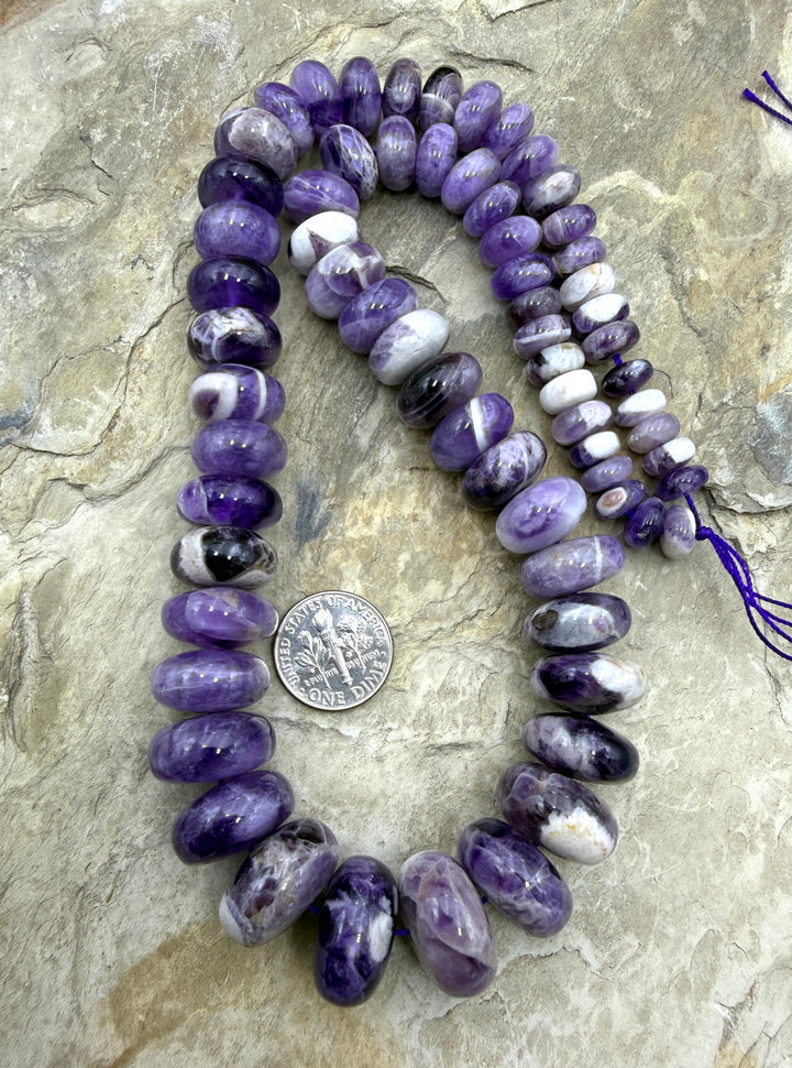 Natural Amethyst BIG Graduated 8-18mm Rondelle Strand 18