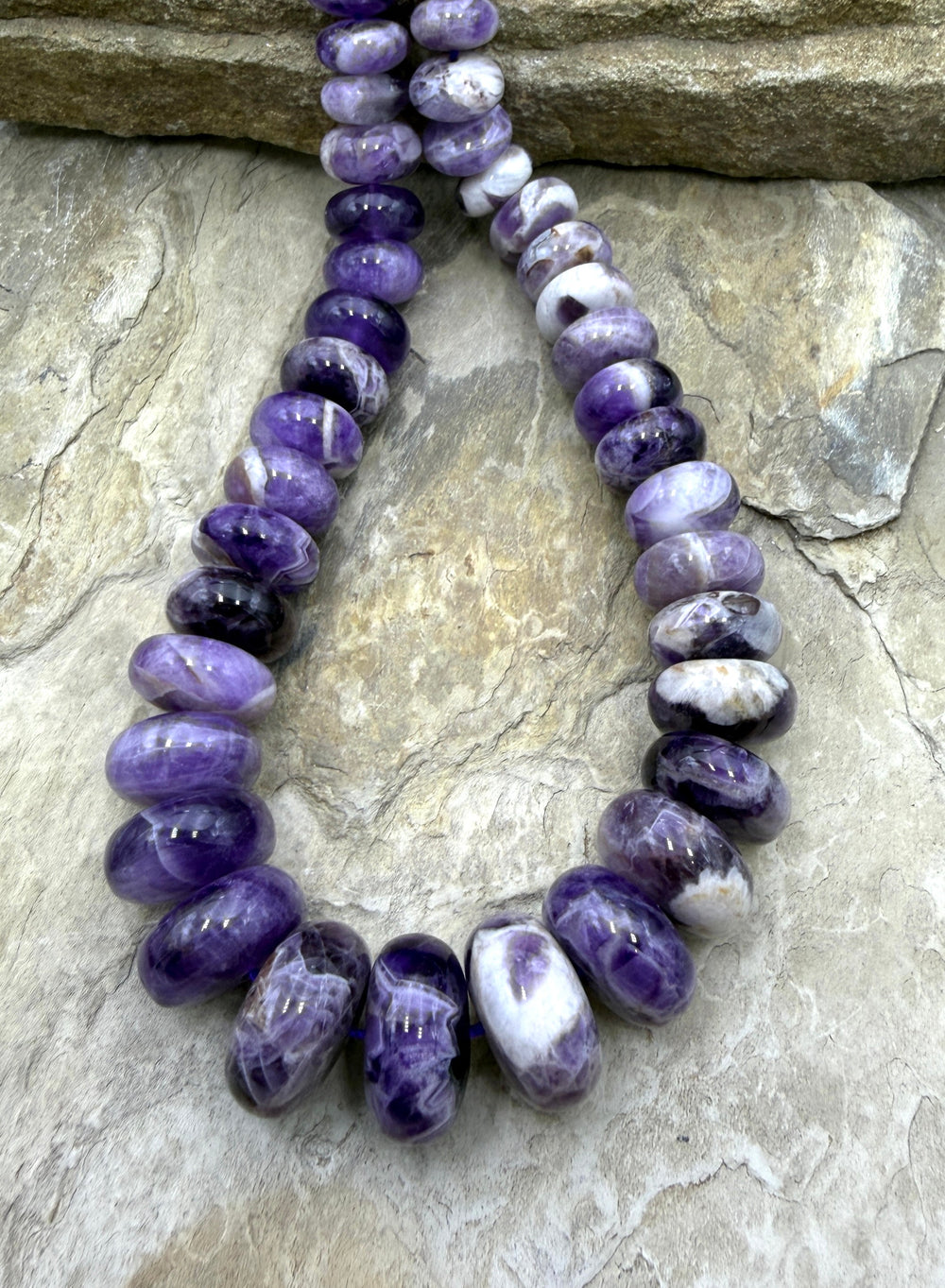 Natural Amethyst BIG Graduated 8-18mm Rondelle Strand 18