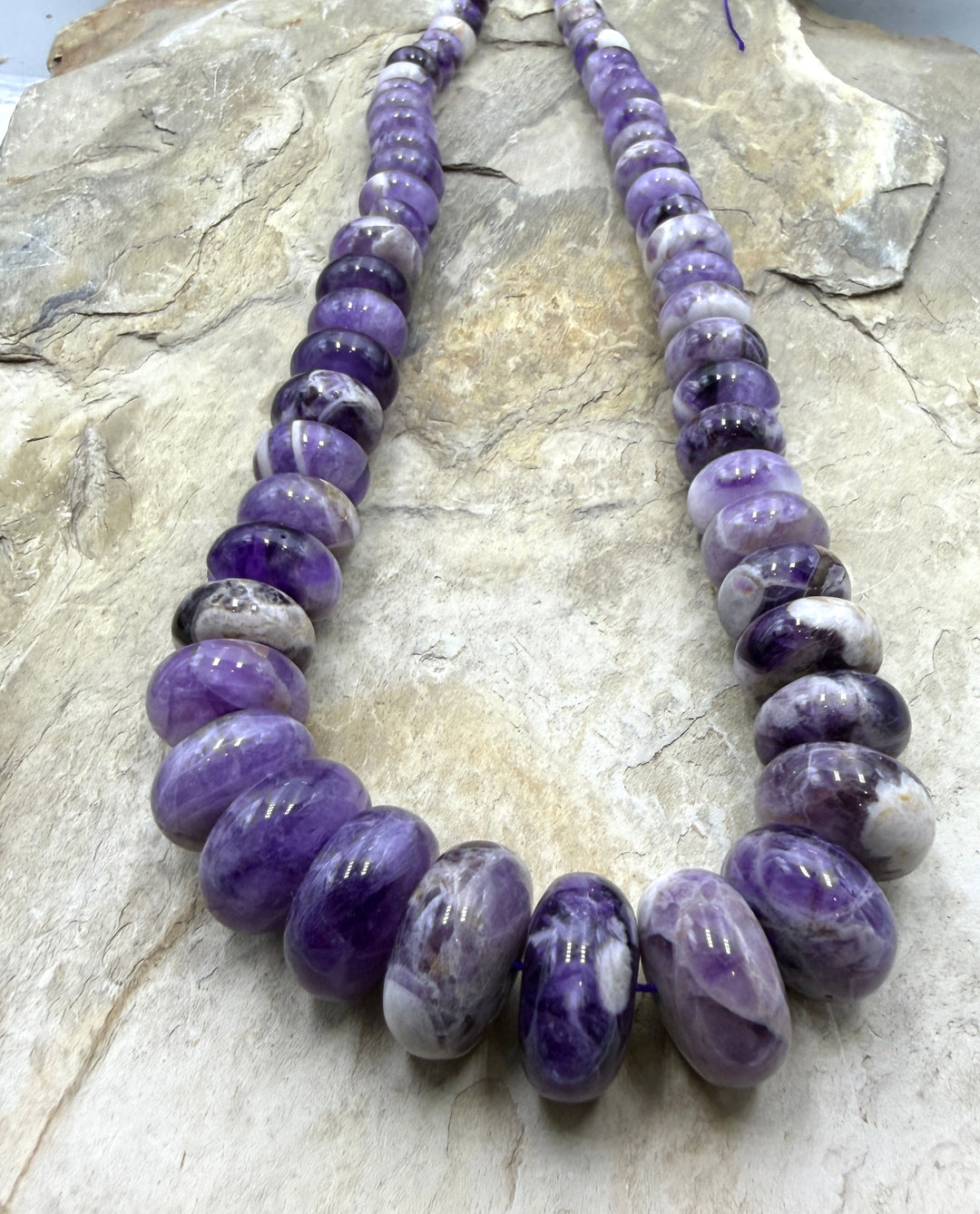 Natural Amethyst BIG Graduated 8-18mm Rondelle Strand 18
