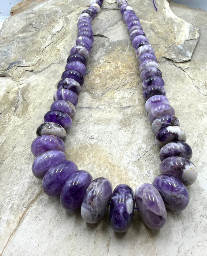 Natural Amethyst BIG Graduated 8-18mm Rondelle Strand 18
