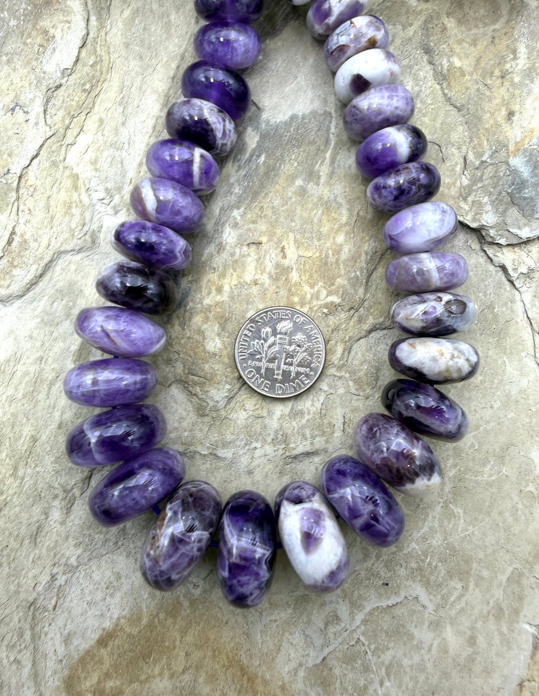 Natural Amethyst BIG Graduated 8-18mm Rondelle Strand 18
