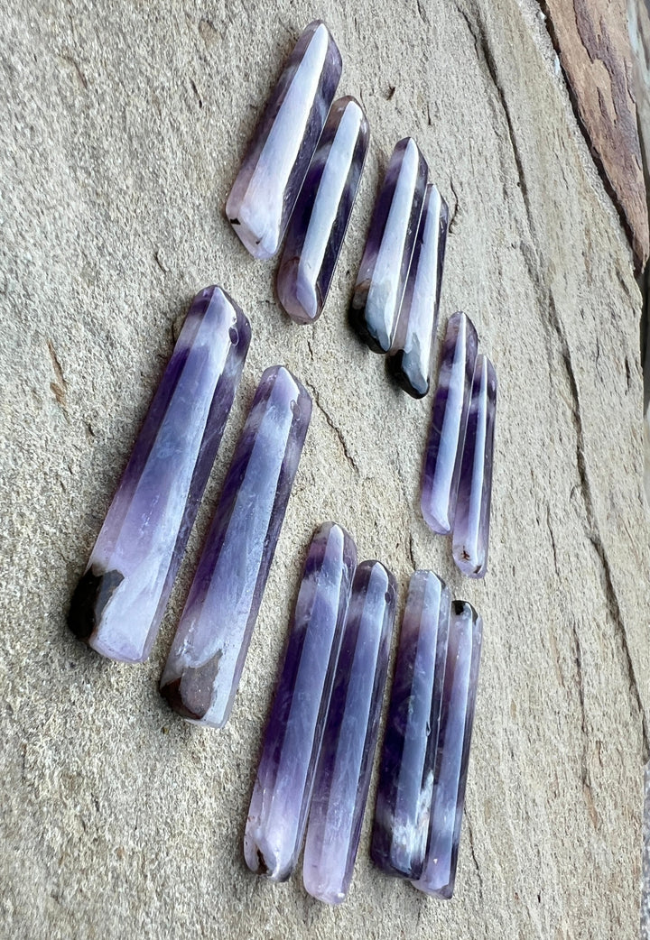 Natural Amethyst Long Rectangle Matching Earring Slab Beads