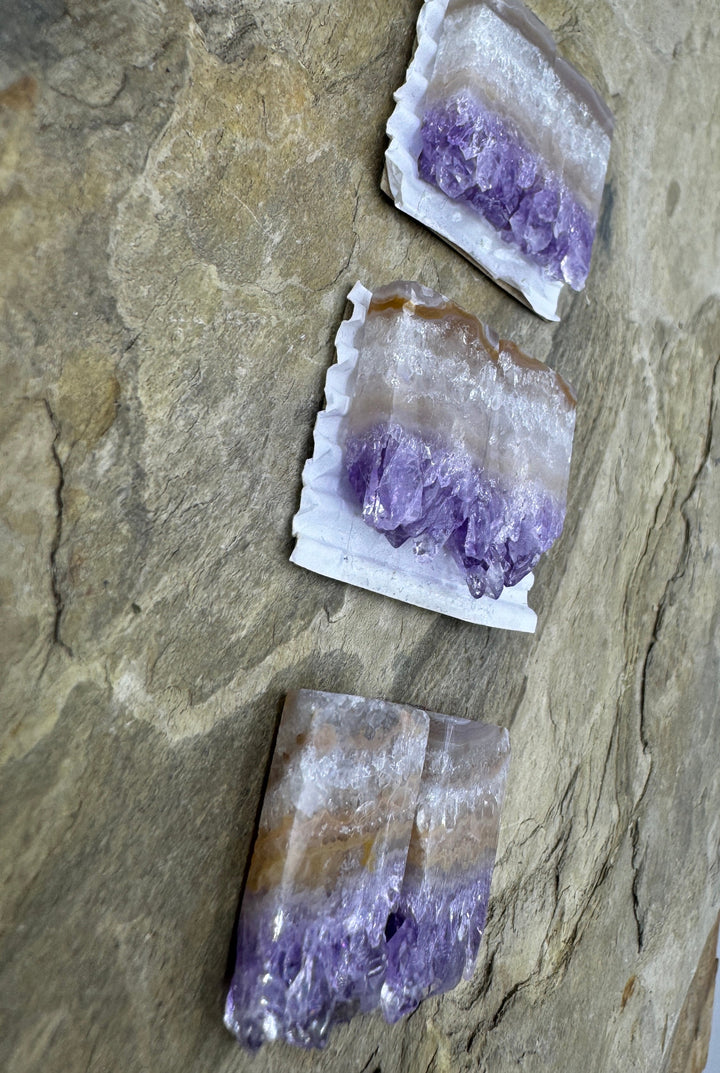 Natural Amethyst Stalactite Slice Cabochon Pairs 12x24mm