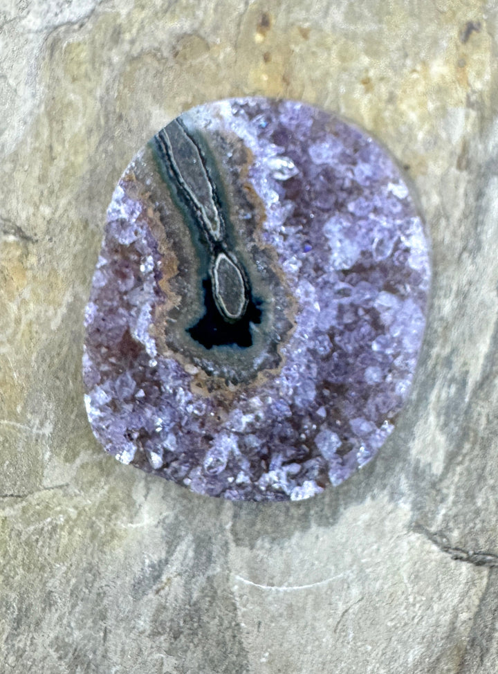 Natural Amethyst Stalactite Slice Polished Cabochon 27x32mm