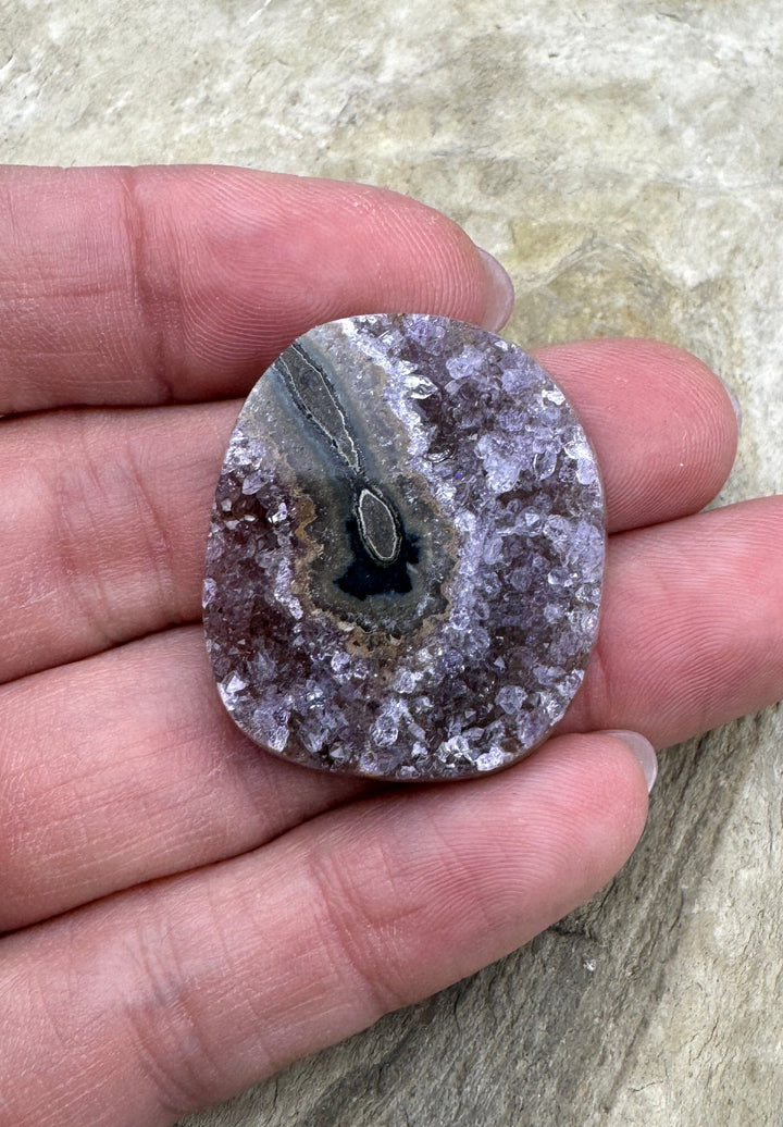 Natural Amethyst Stalactite Slice Polished Cabochon 27x32mm