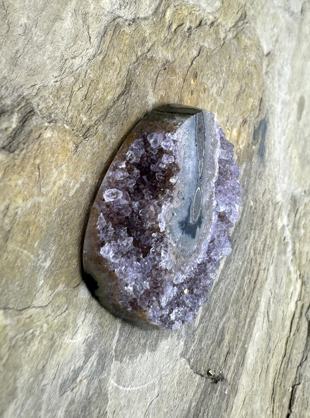 Natural Amethyst Stalactite Slice Polished Cabochon 27x32mm