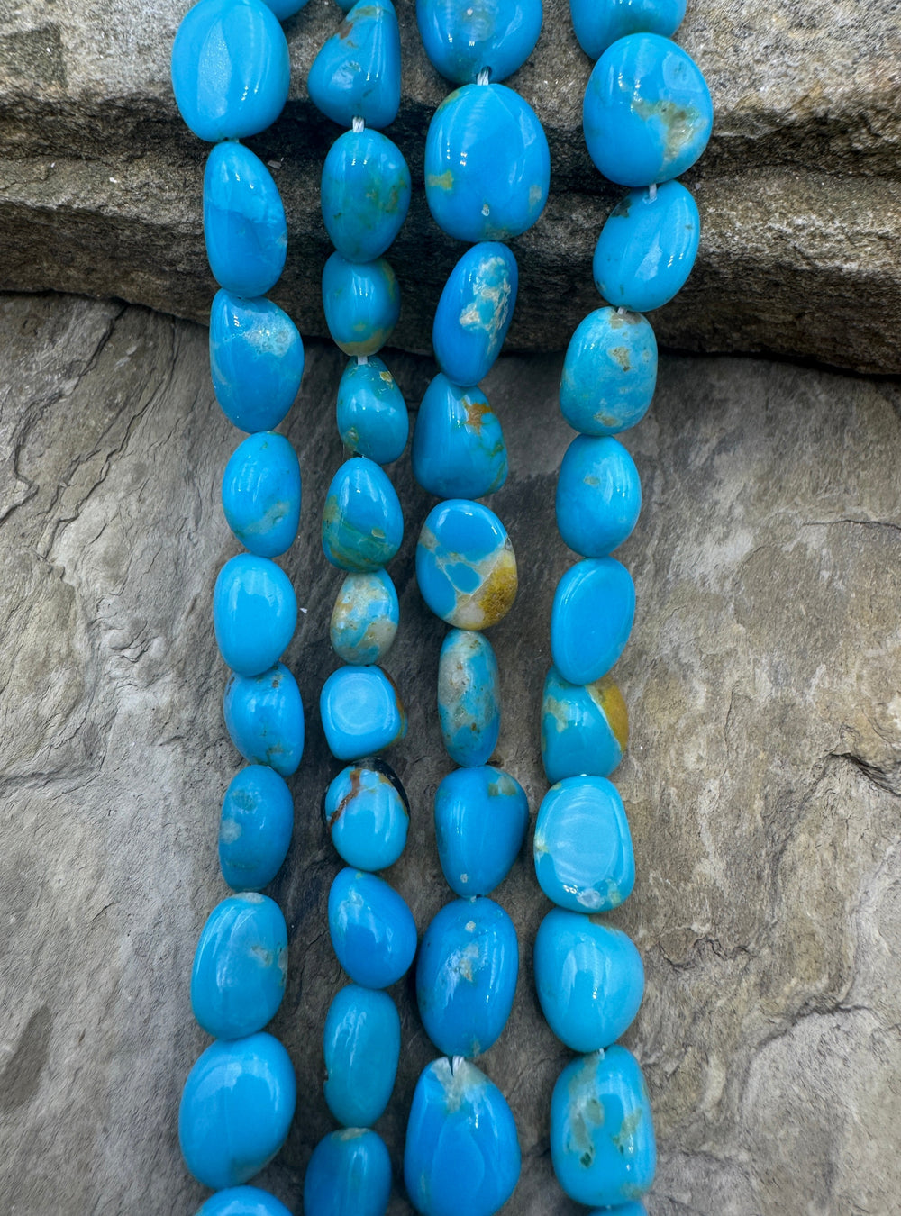 Natural Armenian Turquoise 5x8-10x10mm Rounded Flat Nugget