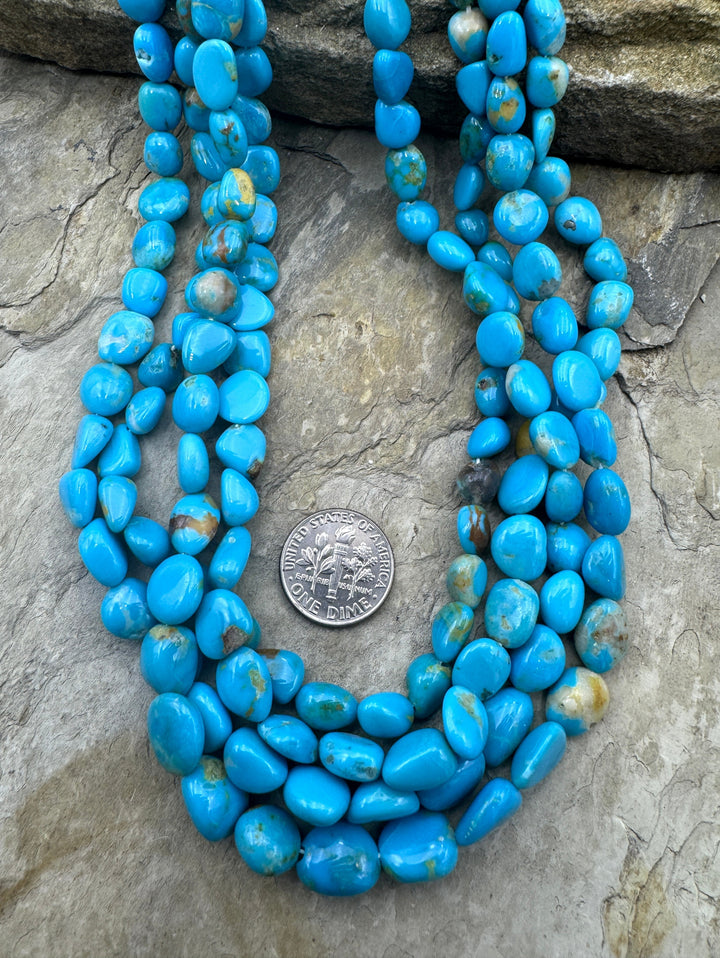 Natural Armenian Turquoise 5x8 10x10mm Rounded Flat Nugget