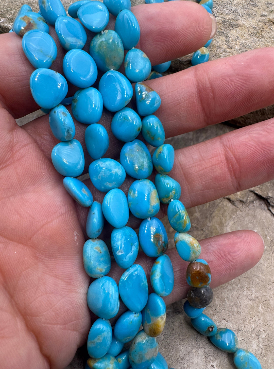 Natural Armenian Turquoise 5x8 10x10mm Rounded Flat Nugget