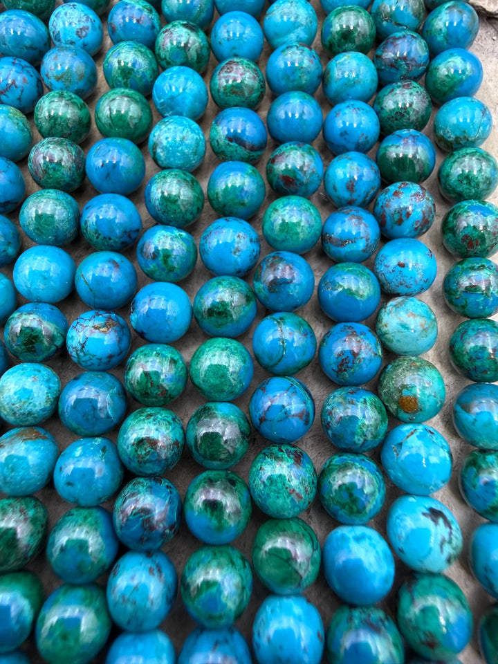 Natural Azurite and Malachite with Chrysocolla 6mm Round