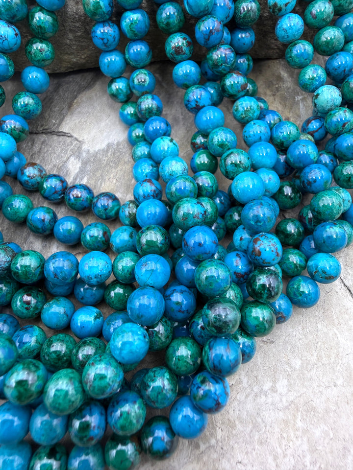 Natural Azurite and Malachite with Chrysocolla 6mm Round