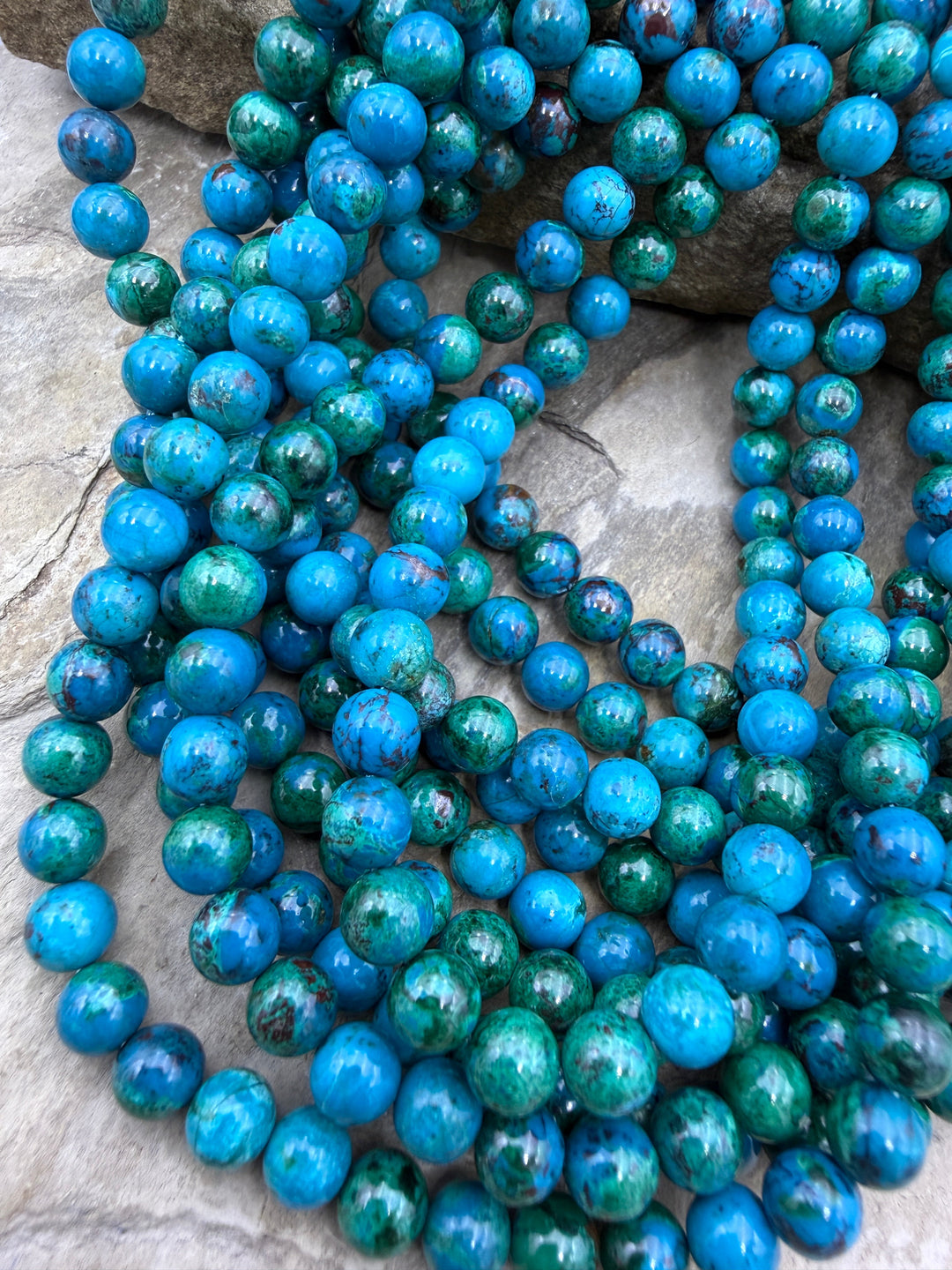 Natural Azurite and Malachite with Chrysocolla 6mm Round