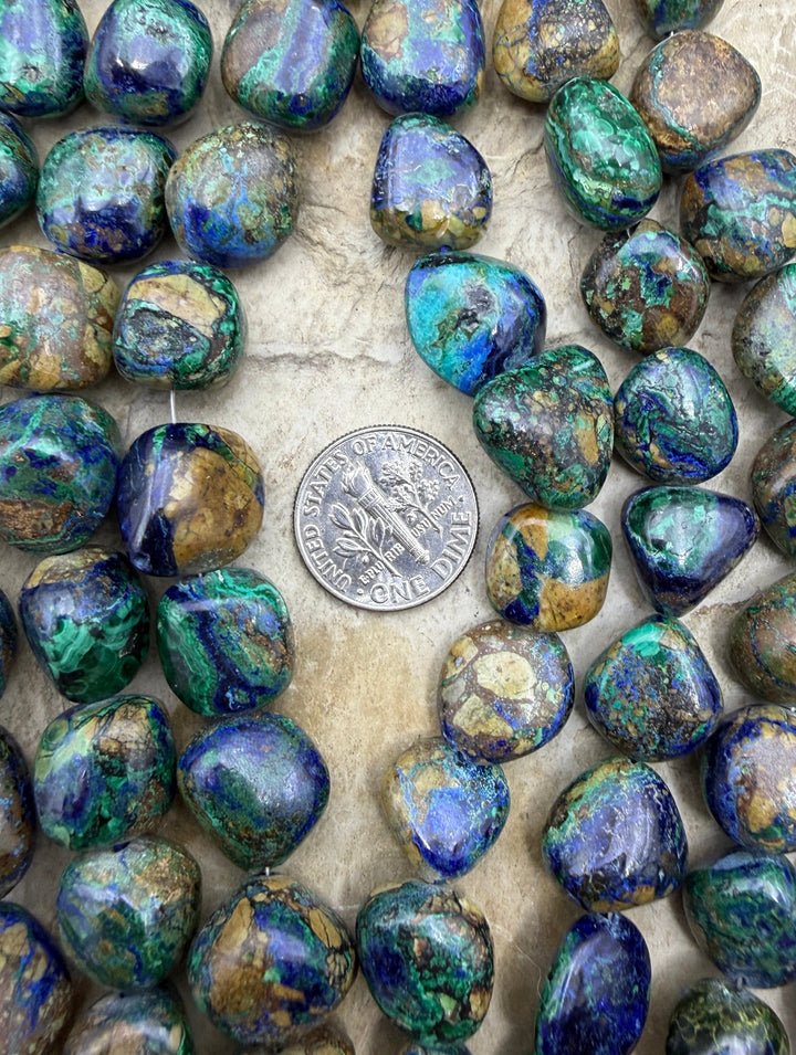 Natural Azurite and Malachite with Cooperite 10-14mm Nugget