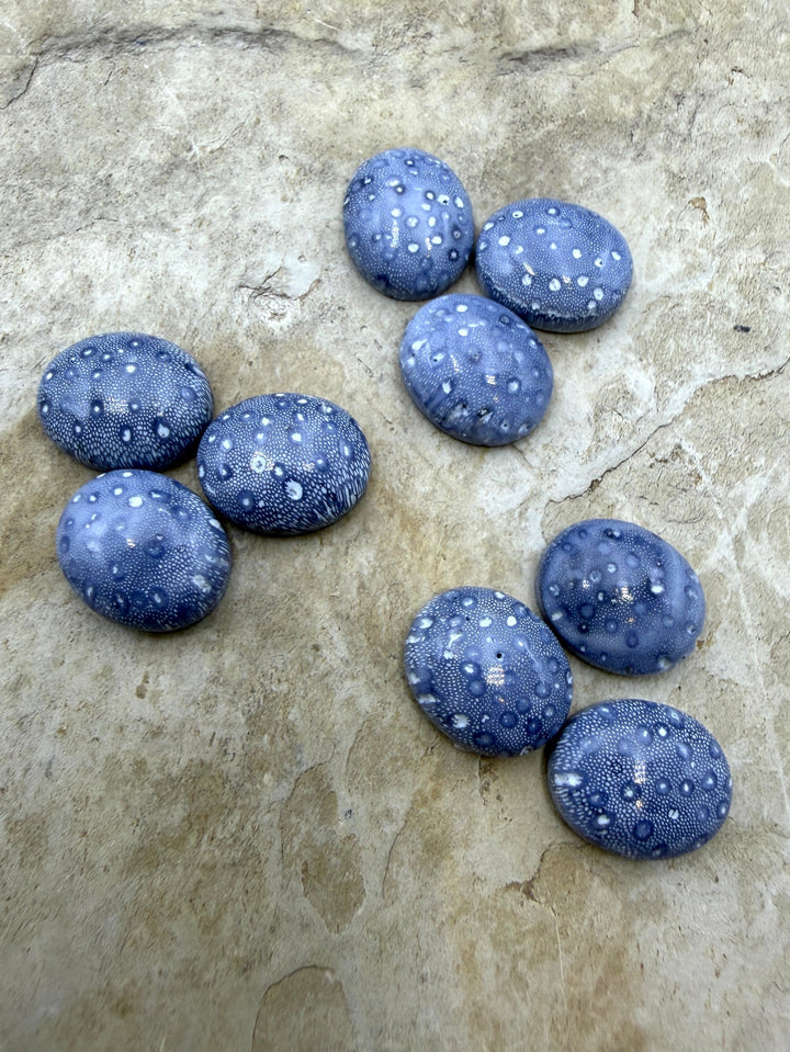 Natural Blue Sponge Coral Oval Calibrated Cabochons 10x12mm