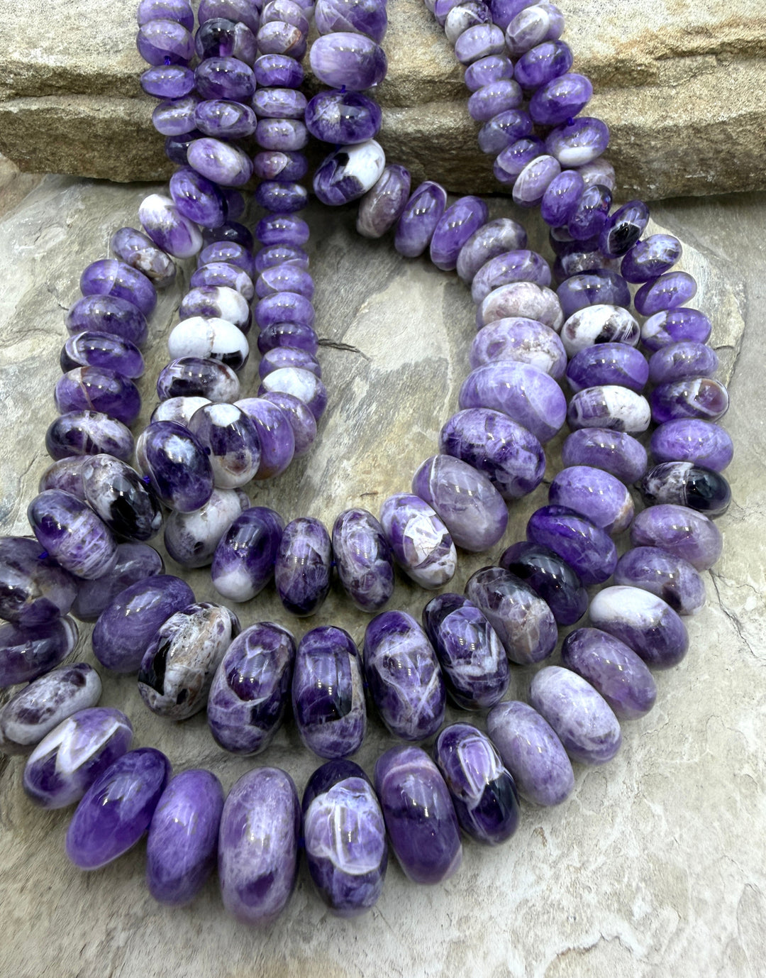 Natural Cape Amethyst Large Graduated Rondelle Beads 8-18mm