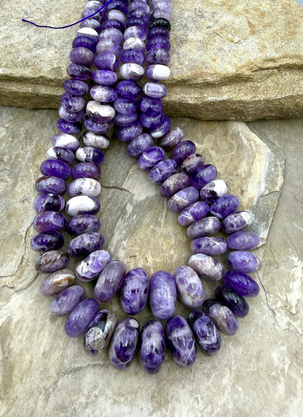 Natural Cape Amethyst Large Graduated Rondelle Beads 8-18mm