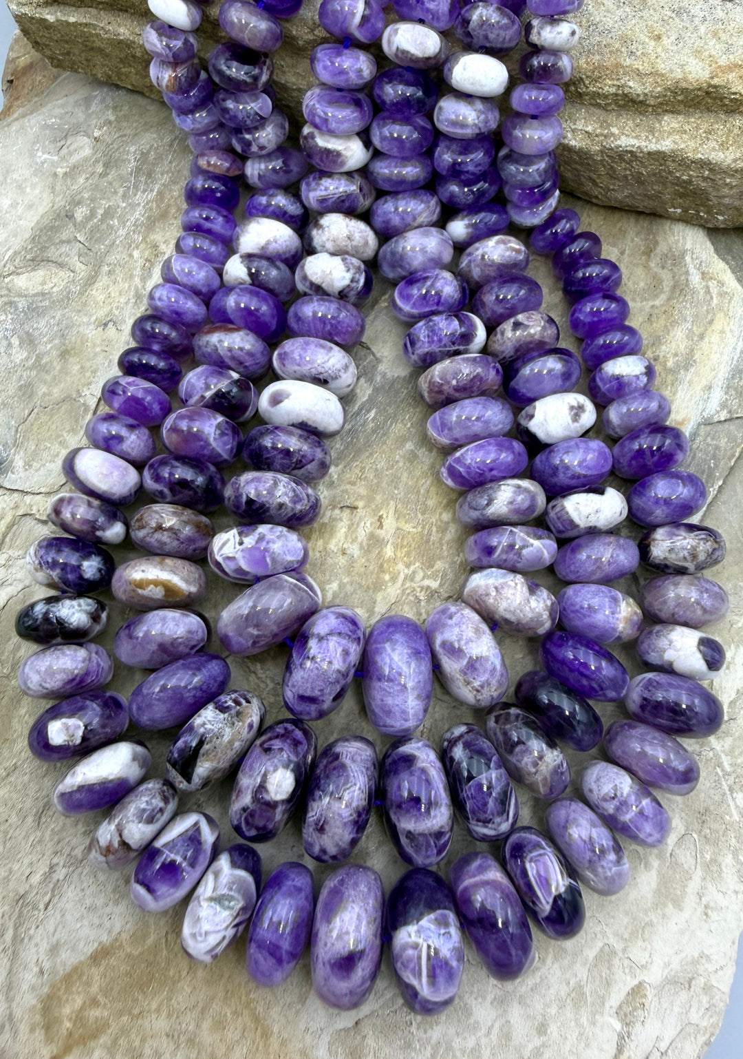Natural Cape Amethyst Large Graduated Rondelle Beads 8-18mm