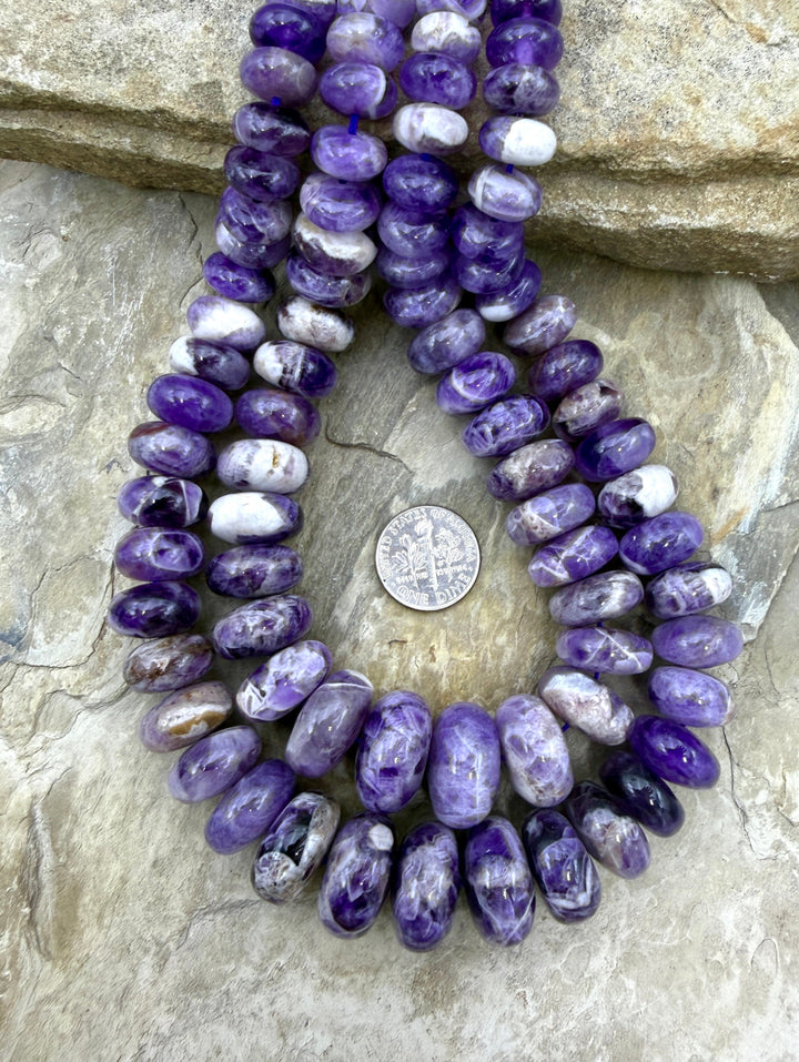 Natural Cape Amethyst Large Graduated Rondelle Beads 8-18mm