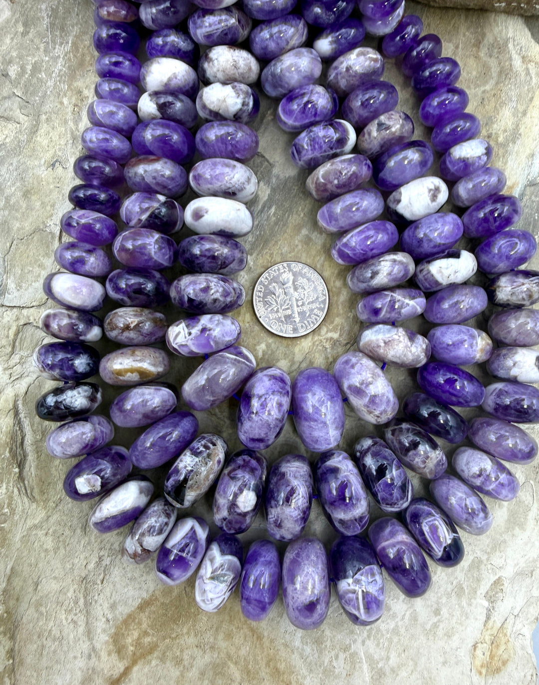 Natural Cape Amethyst Large Graduated Rondelle Beads 8-18mm