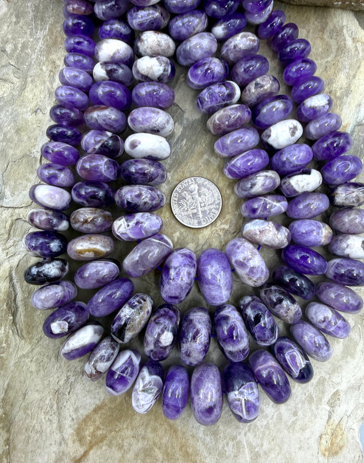 Natural Cape Amethyst Large Graduated Rondelle Beads 8-18mm
