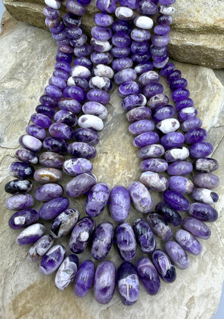 Natural Cape Amethyst Large Graduated Rondelle Beads 8-18mm