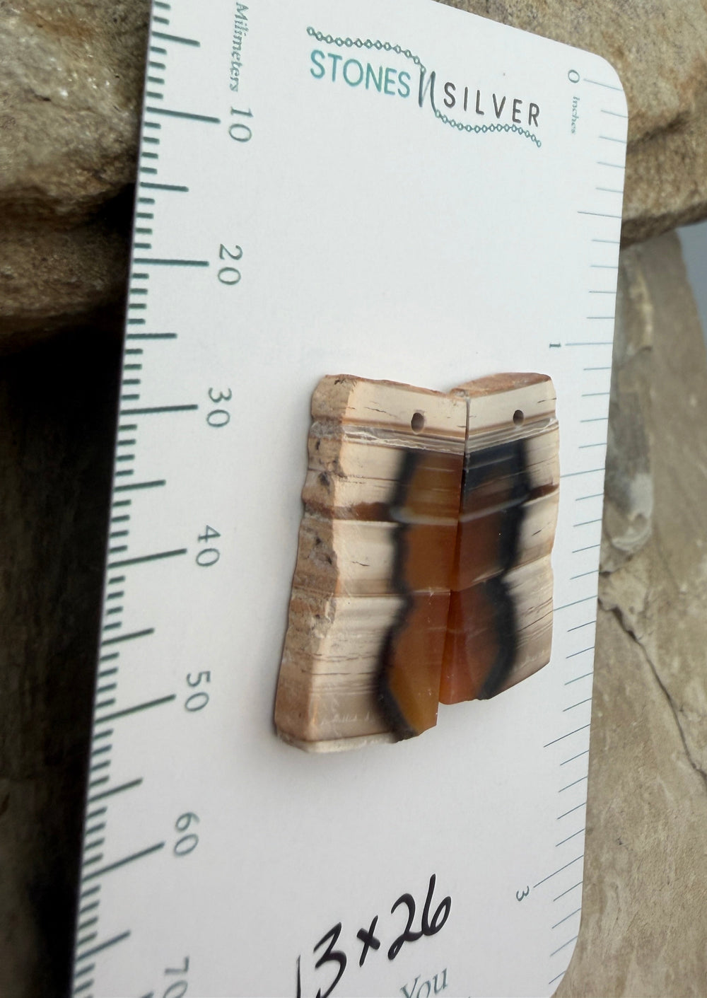 Natural Edge Carnelian Agate Earring Slab Bead Pair 13x26mm