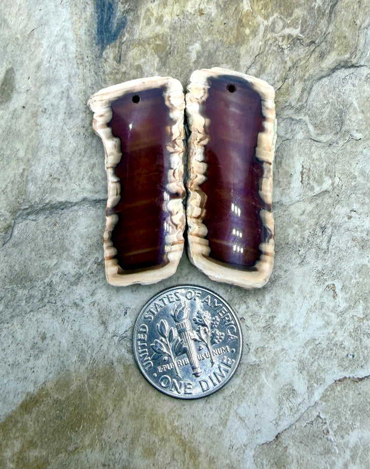 Natural Edge Carnelian Agate Earring Slab Bead Pair 14x36mm