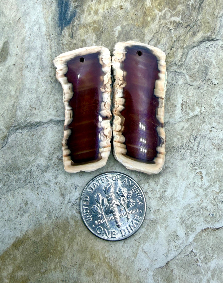 Natural Edge Carnelian Agate Earring Slab Bead Pair 14x36mm