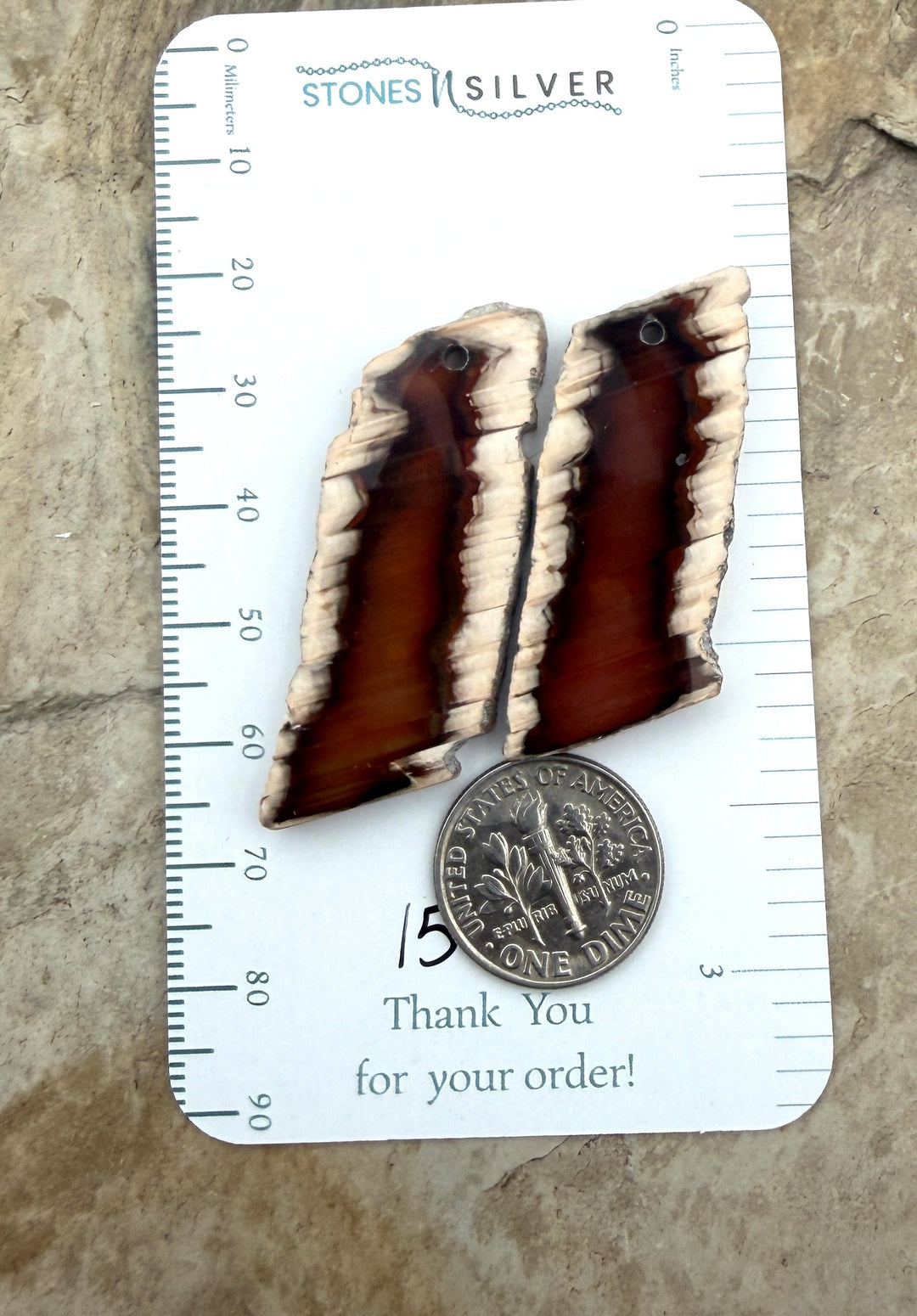 Natural Edge Carnelian Agate Earring Slab Bead Pair 15x44mm