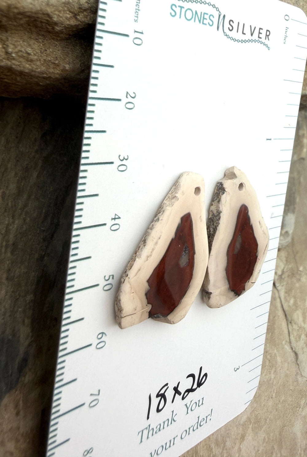Natural Edge Carnelian Agate Earring Slab Bead Pair 18x26mm