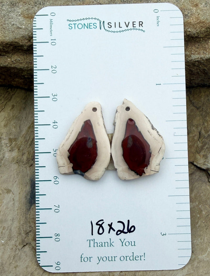 Natural Edge Carnelian Agate Earring Slab Bead Pair 18x26mm