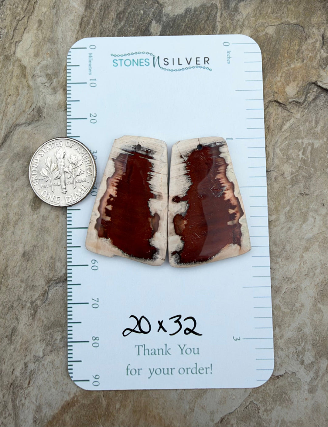 Natural Edge Carnelian Agate Earring Slab Bead Pair 20x32mm