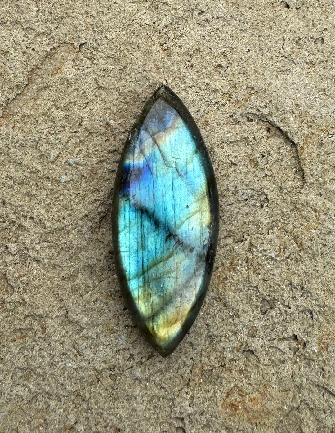 Natural Flashy Labradorite 18x45mm Marquee Shaped Cabochon