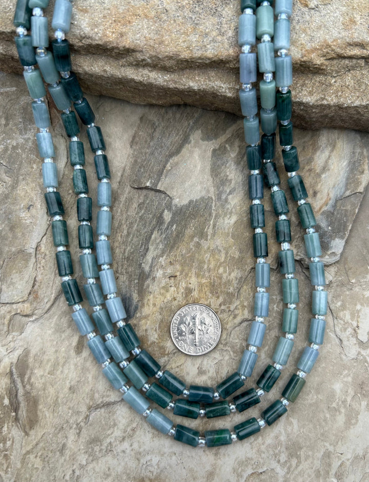 Natural Guatemalan Jade Tube Beads 5x8mm 16 inch strand