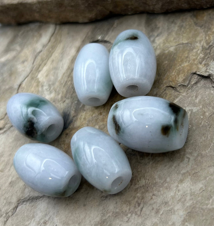 Natural Guatemalan Large White Jade Barrel Bead 19x26mm 4mm