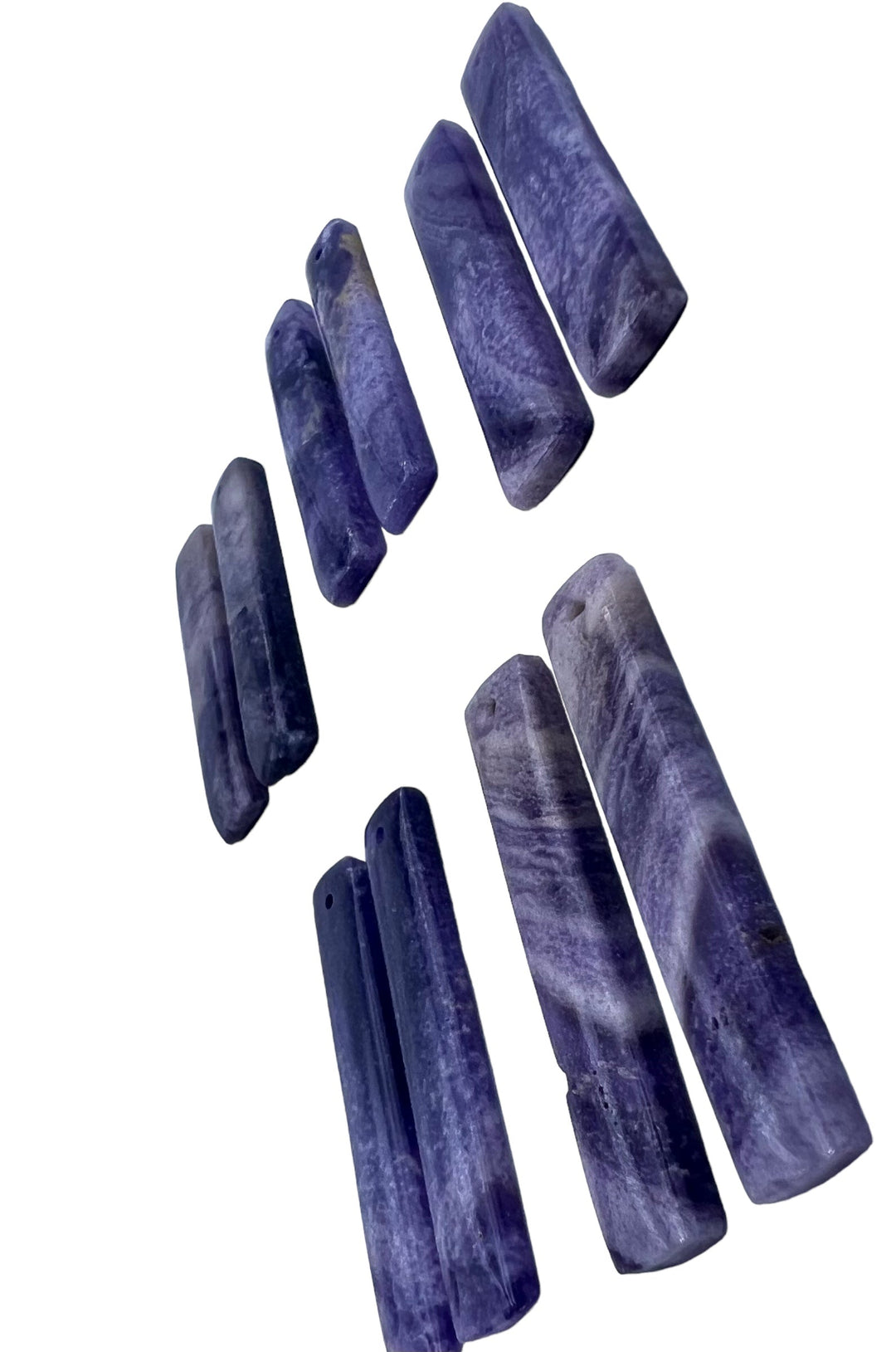 Natural Lepidolite Matching earring Slab Bead Pairs 40x8mm